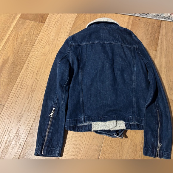 Gap denim sherpa moto jacket womens medium - Picture 6 of 6